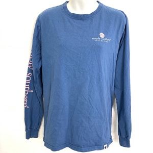 SIMPLY SOUTHERN Long Sleeve Graphic Giraffe Tee T Shirt Blue Casual sz S / XS